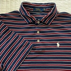 Polo by Ralph Lauren Men’s Maroon Blue White Striped Polo Shirt Size Large